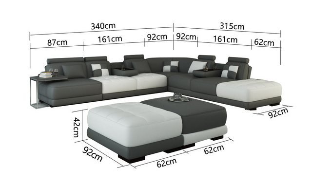 Xlmoebel Sofa Neues modernes Ecksofa Ledercouch Design Wohnlandschaft Eckga günstig online kaufen