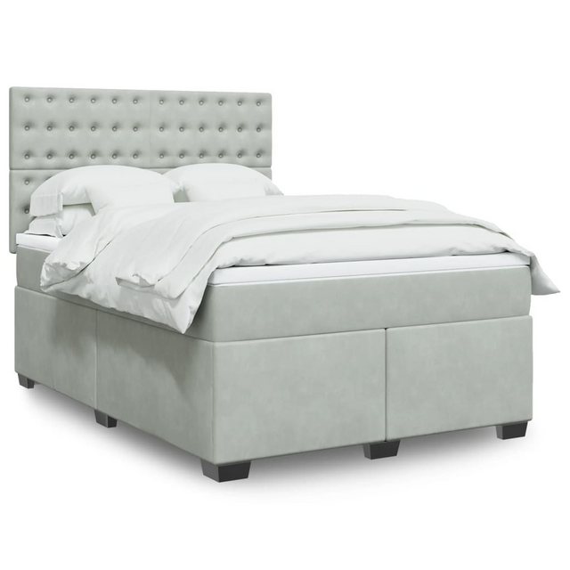 vidaXL Boxspringbett, Boxspringbett mit Matratze Hellgrau 160x200 cm Samt günstig online kaufen