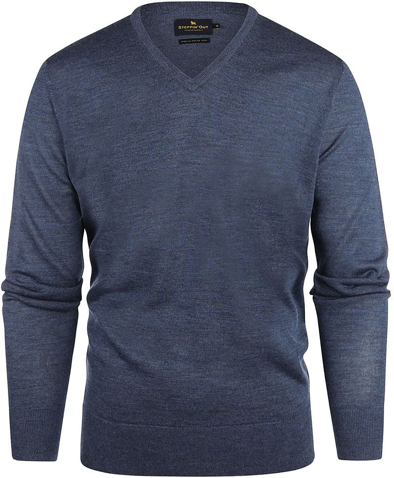 Steppin' Out Pullover V-Ausschnitt Merinowolle Indigo Blau - Größe XL günstig online kaufen