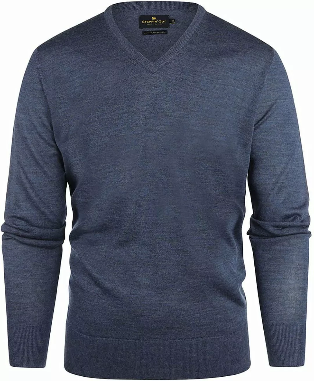 Steppin' Out Pullover V-Ausschnitt Merinowolle Indigo Blau - Größe L günstig online kaufen