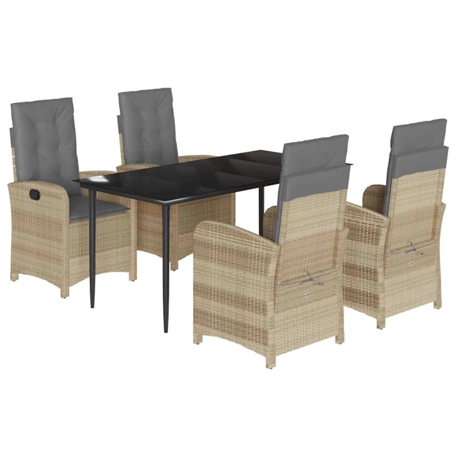 vidaXL 5-Tlg Garten-Essgruppe mit Kissen Beigemischung Poly Rattan 3212394 günstig online kaufen
