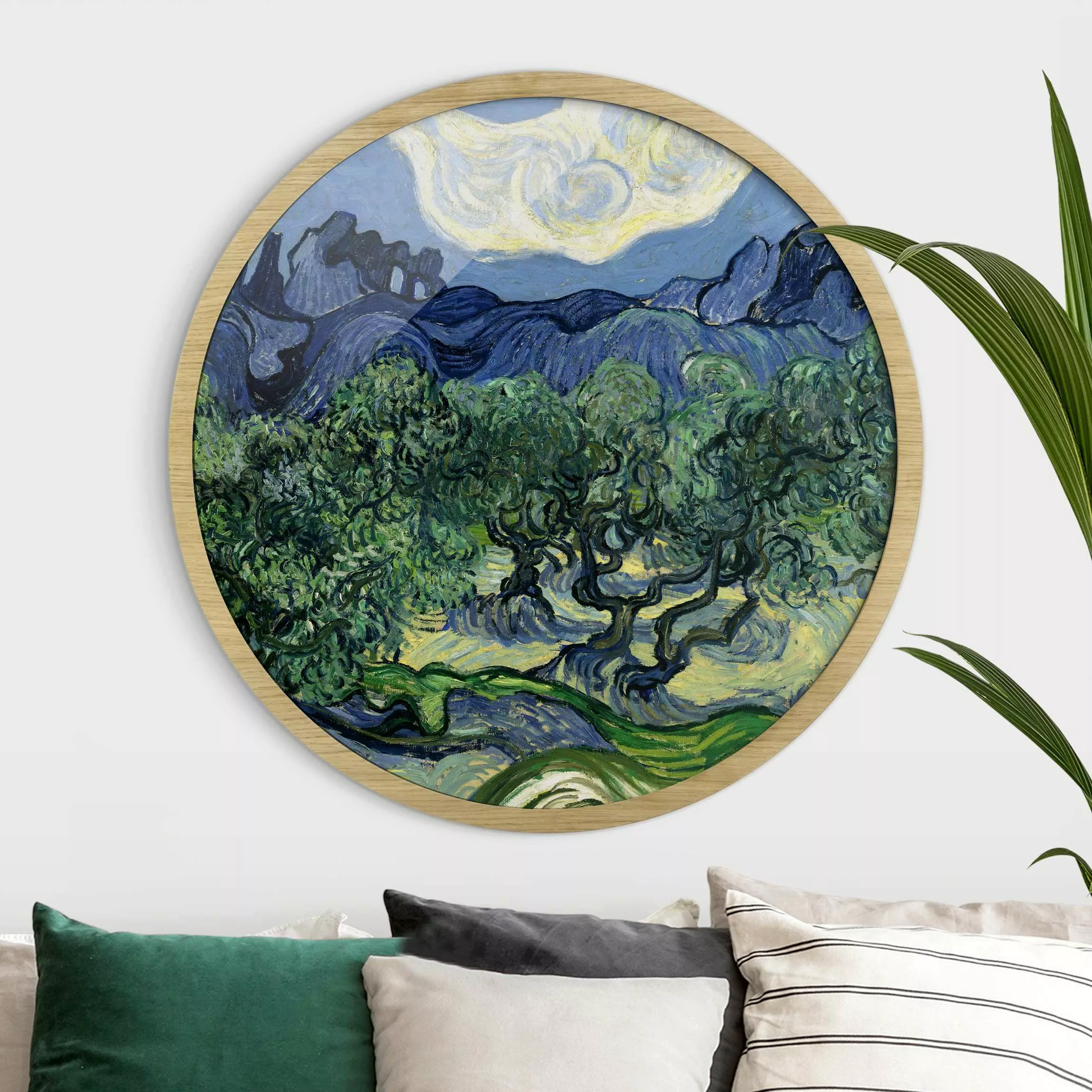 Rundes Gerahmtes Bild Vincent van Gogh - Olivenbäume günstig online kaufen