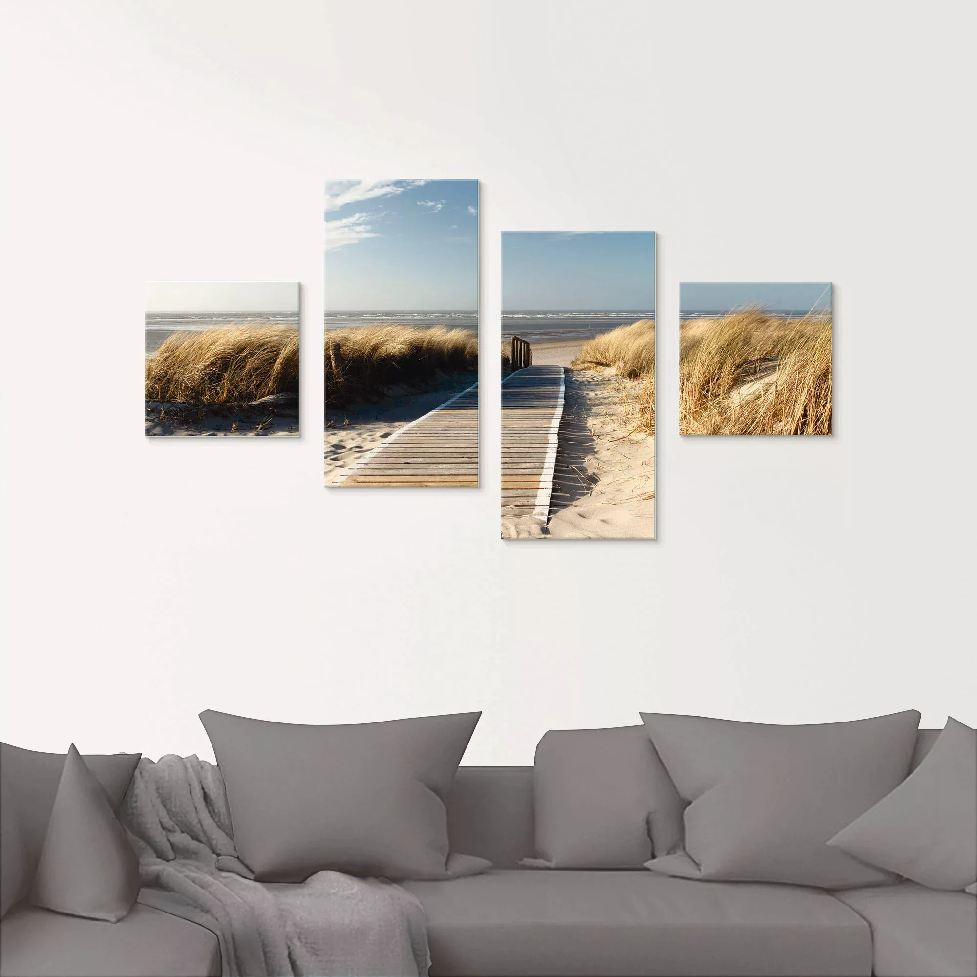 Artland Glasbild »Nordseestrand auf Langeoog - Steg«, Strand, (4 St.), in v günstig online kaufen