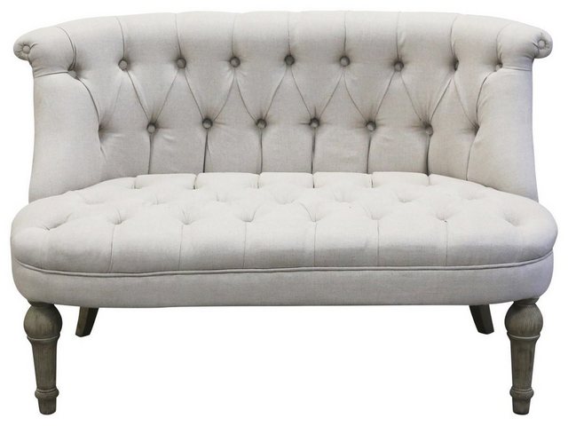 Chic Antique Sofa Franz. Sofa in Leinenstoff 2-Sitzer H75/L110/B55 cm leine günstig online kaufen