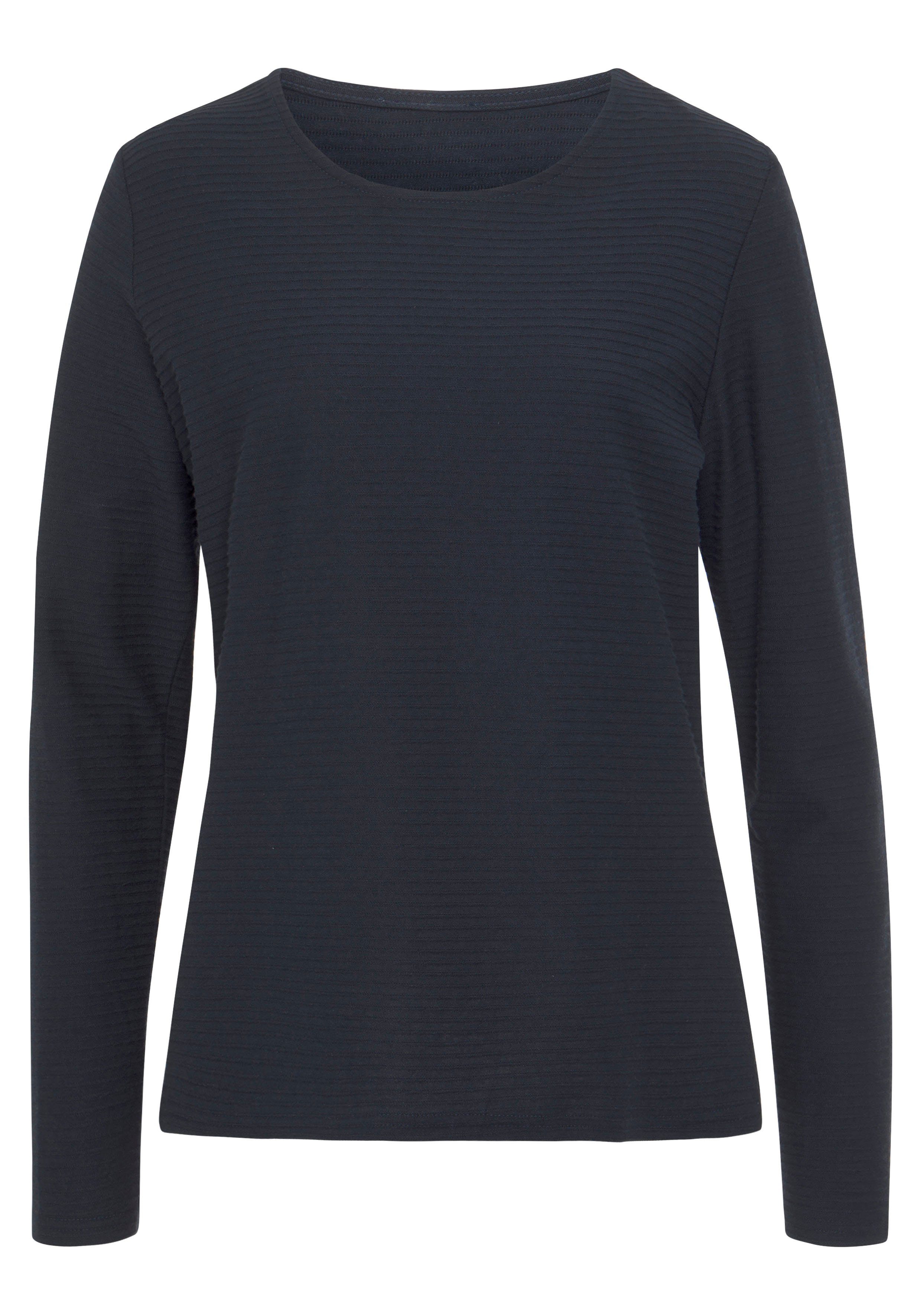 LASCANA Langarmshirt "mit Streifenstruktur", aus weicher Baumwoll-Qualität günstig online kaufen