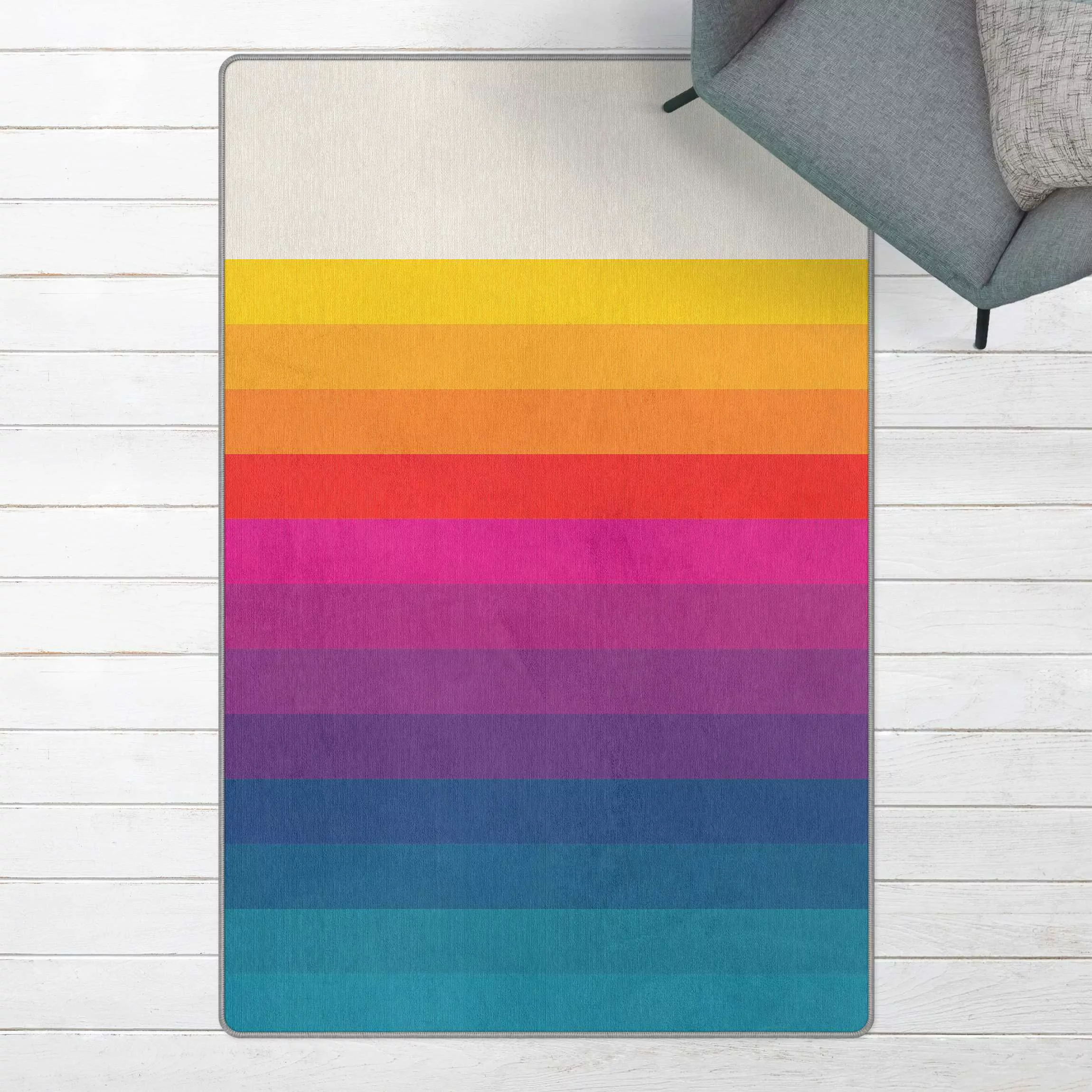 Teppich Retro Regenbogen Streifen günstig online kaufen