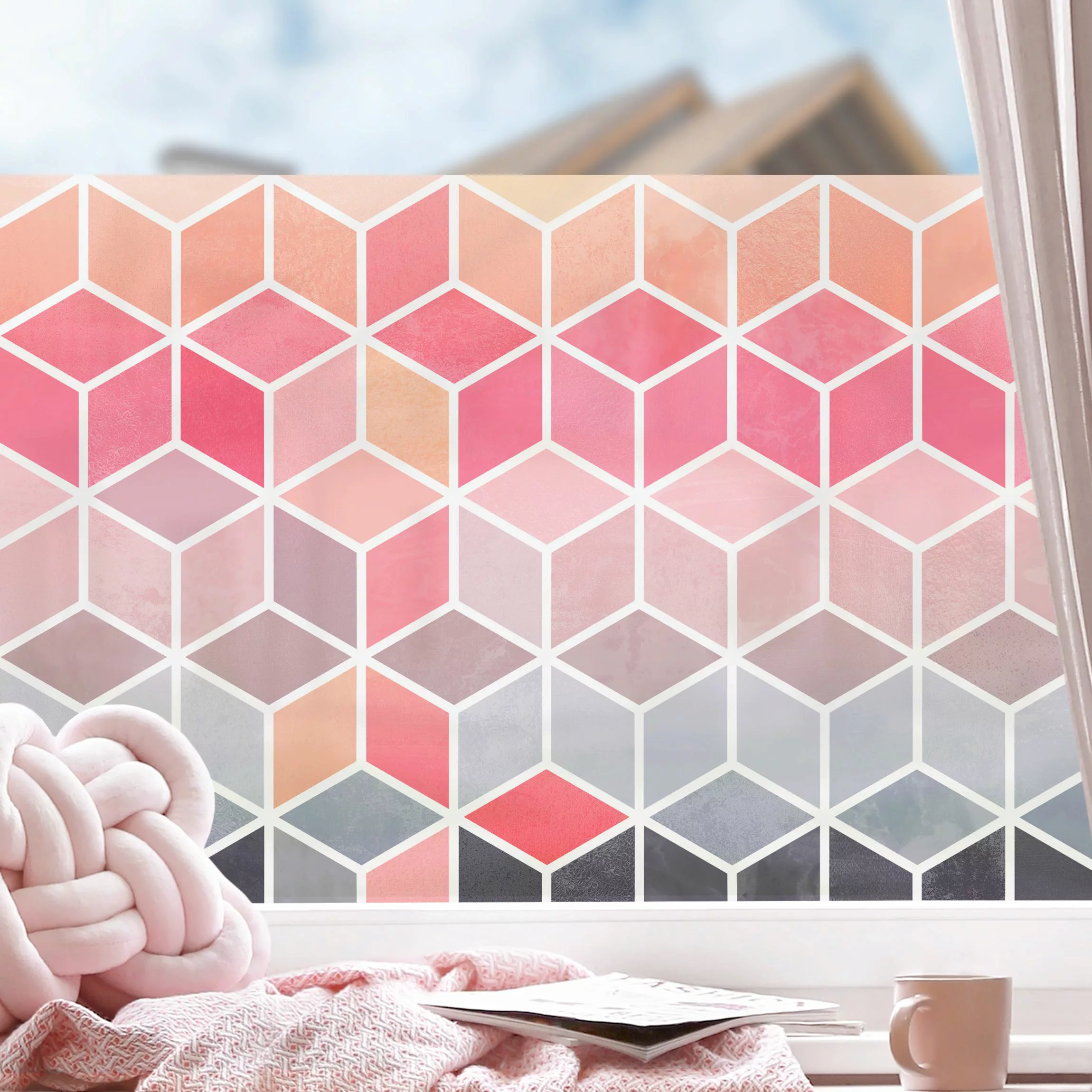 Fensterfolie Bunte Pastell Geometrie günstig online kaufen