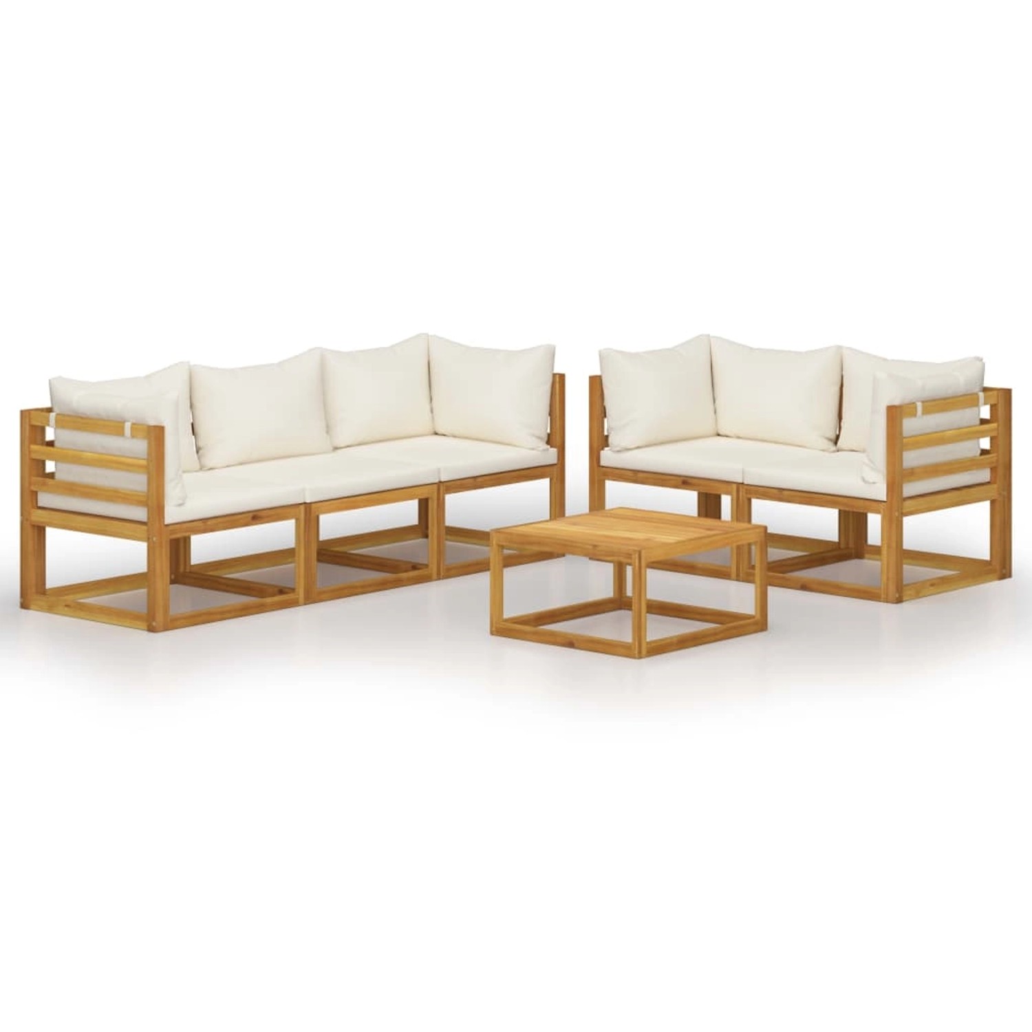 6-tlg. Garten-lounge-set Mit Auflagen Creme Massivholz Akazie günstig online kaufen