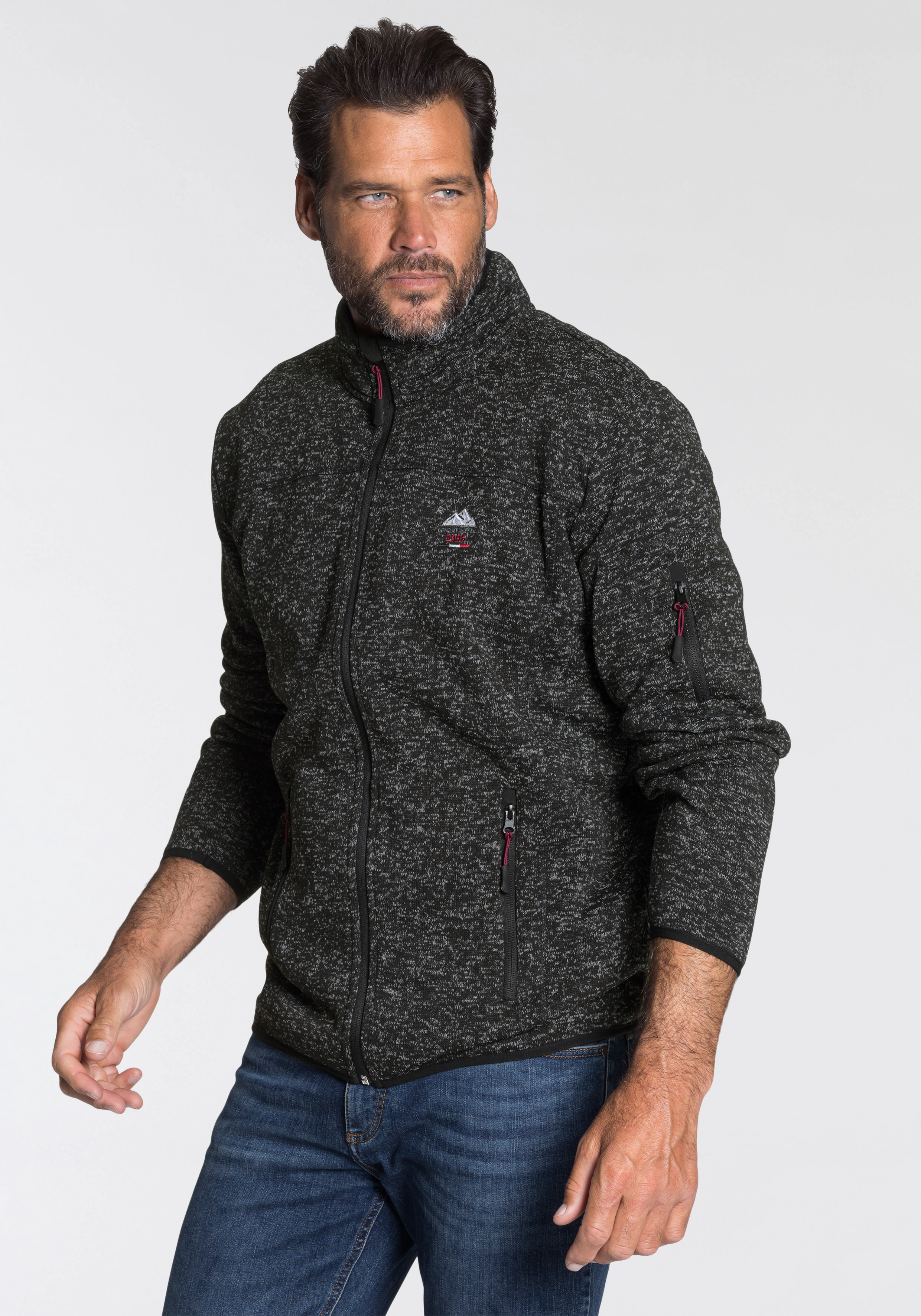 Mans World Strickfleecejacke, für die Übergangszeit, mit Reißverschlusstasc günstig online kaufen