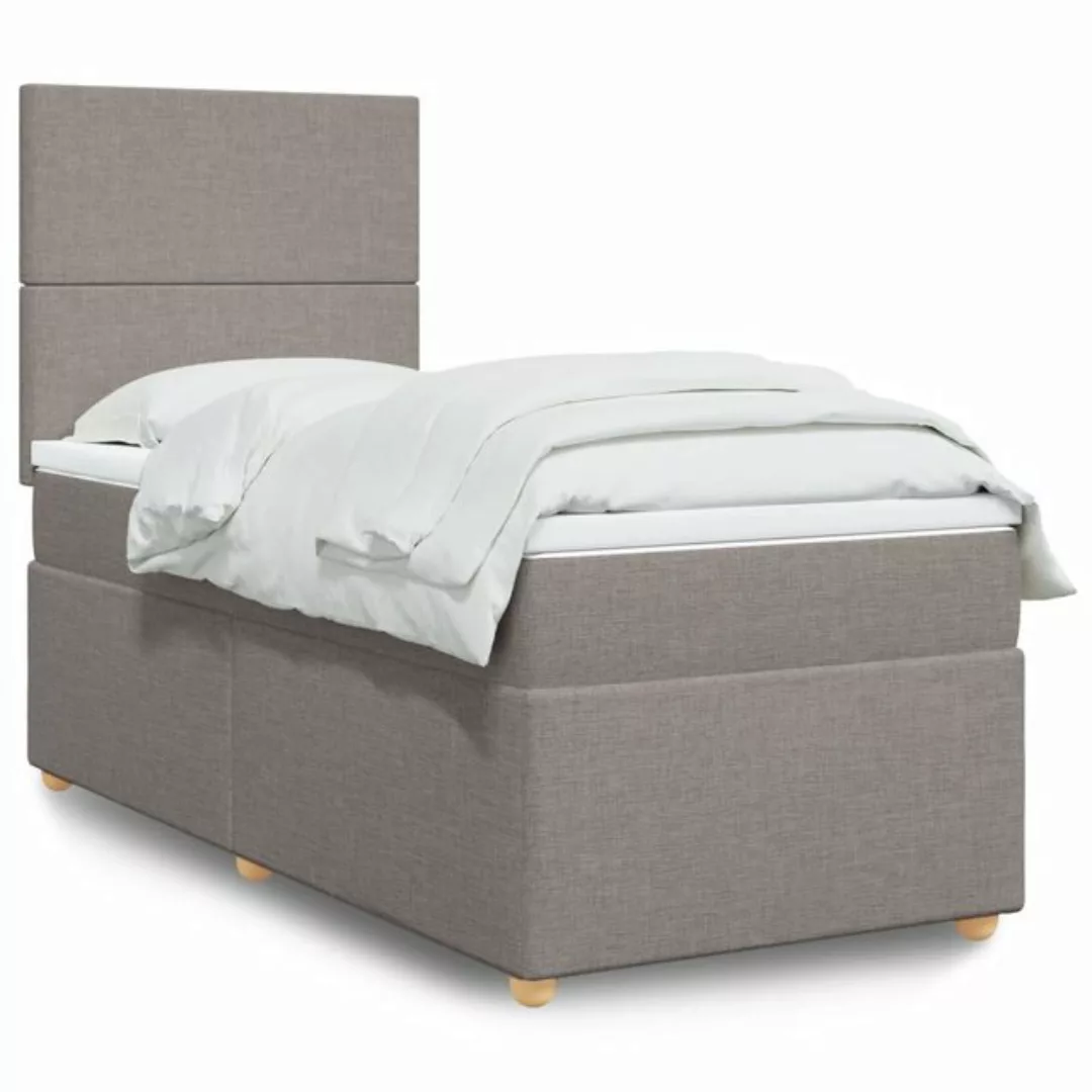 vidaXL Boxspringbett, Boxspringbett mit Matratze Taupe 100x200 cm Stoff günstig online kaufen