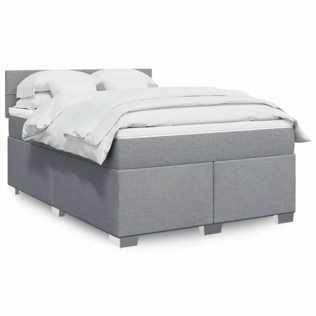 vidaXL Boxspringbett, Boxspringbett mit Matratze Hellgrau 140x200 cm Stoff günstig online kaufen