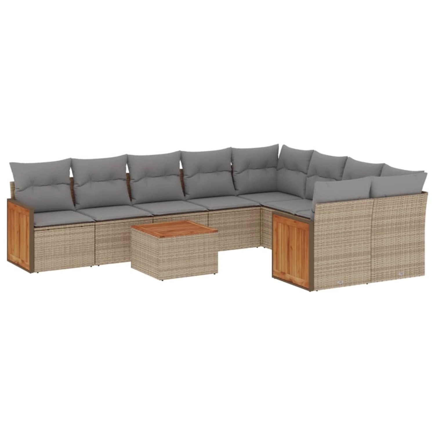 vidaXL 10-Tlg Garten-Sofagarnitur mit Kissen Beige Poly Rattan 3260393 günstig online kaufen