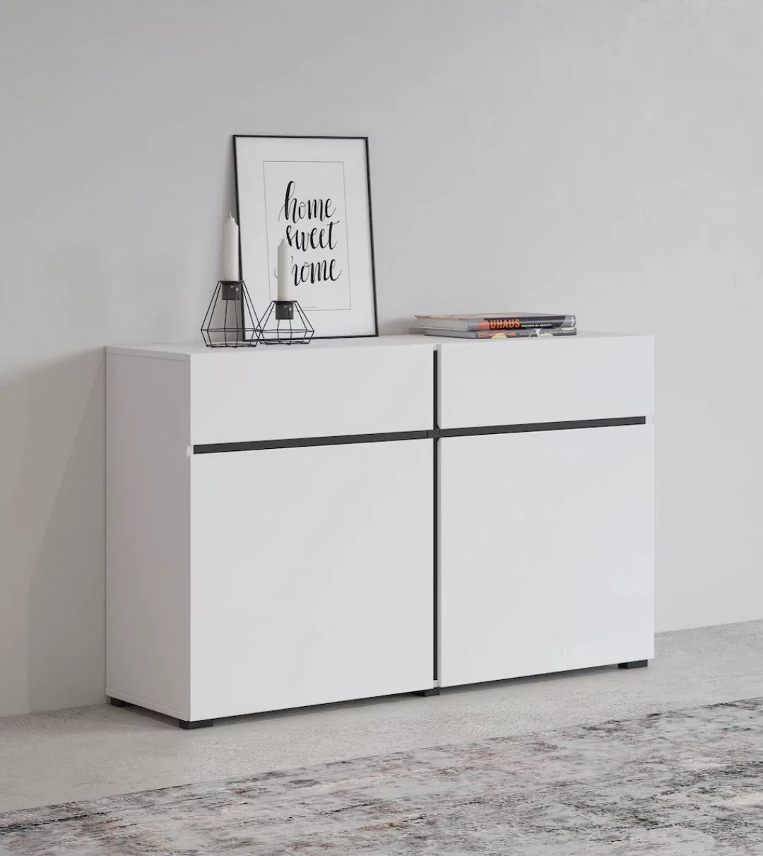 INOSIGN Sideboard "Cross,Breite 119,5 cm, moderne grifflose Kommode,2 Türen günstig online kaufen