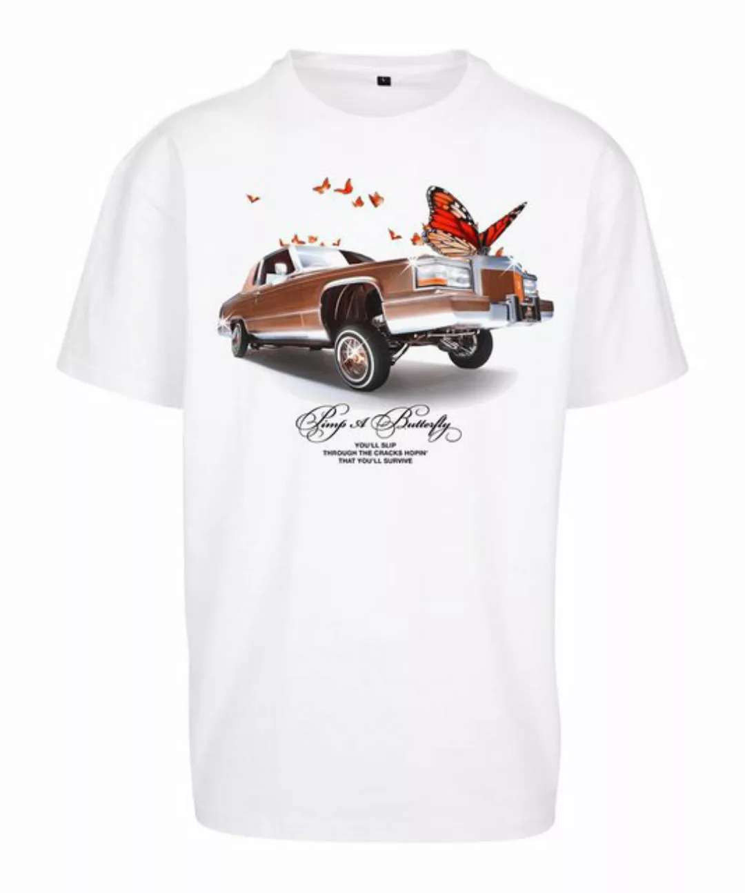 Mister Tee T-Shirt Mister Tee Pimp A Butterfly Oversize Hemd Weiß Baumwolle günstig online kaufen