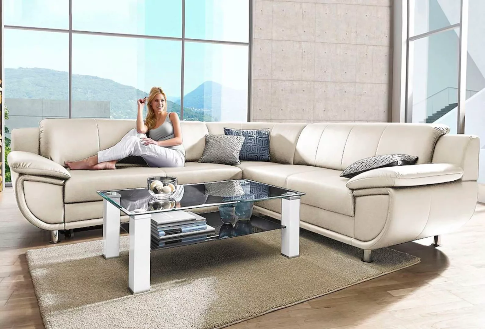 TRENDMANUFAKTUR Ecksofa "Rondo wahlweise mit Schlaffunktion, bequeme Armleh günstig online kaufen