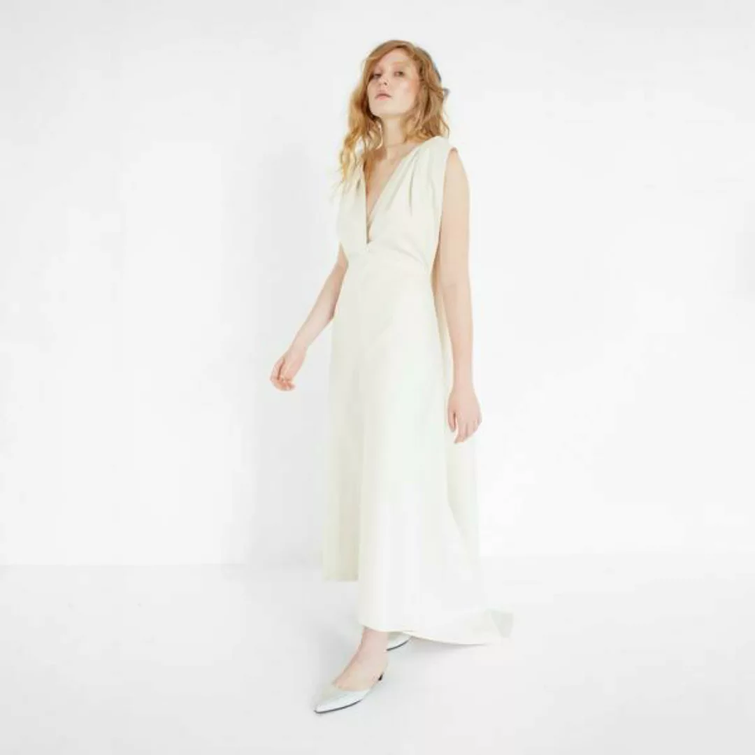 Cremefarbenes Hochzeitskleid Mit Schleppe Aus Bio-baumwolle günstig online kaufen