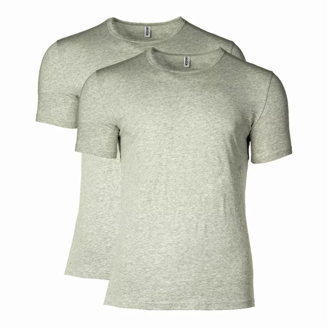 MOSCHINO Herren T-Shirt 2er Pack - Crew Neck, Rundhals, Stretch Cotton Grau günstig online kaufen