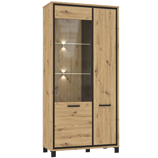 expendio Vitrine Trace 13 Artisan Eiche Nb. / Schwarz Eiche Nb., 102x209x42 günstig online kaufen