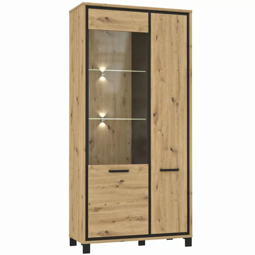 expendio Vitrine Trace 13 Artisan Eiche Nb. / Schwarz Eiche Nb., 102x209x42 günstig online kaufen