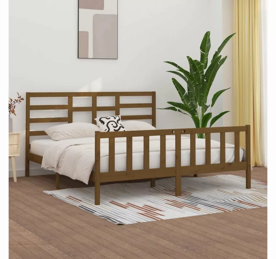 furnicato Bett Massivholzbett Honigbraun Kiefer 200x200 cm günstig online kaufen