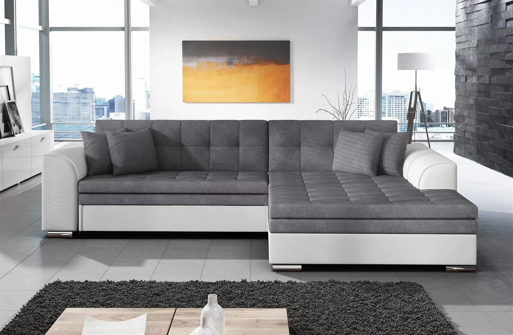 Fun Möbel Ecksofa Couchgarnitur SARRA Kunstleder/Stoff günstig online kaufen