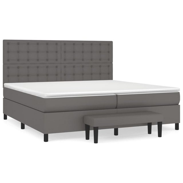 vidaXL Bettgestell Boxspringbett mit Matratze Grau 200x200 cm Kunstleder Be günstig online kaufen