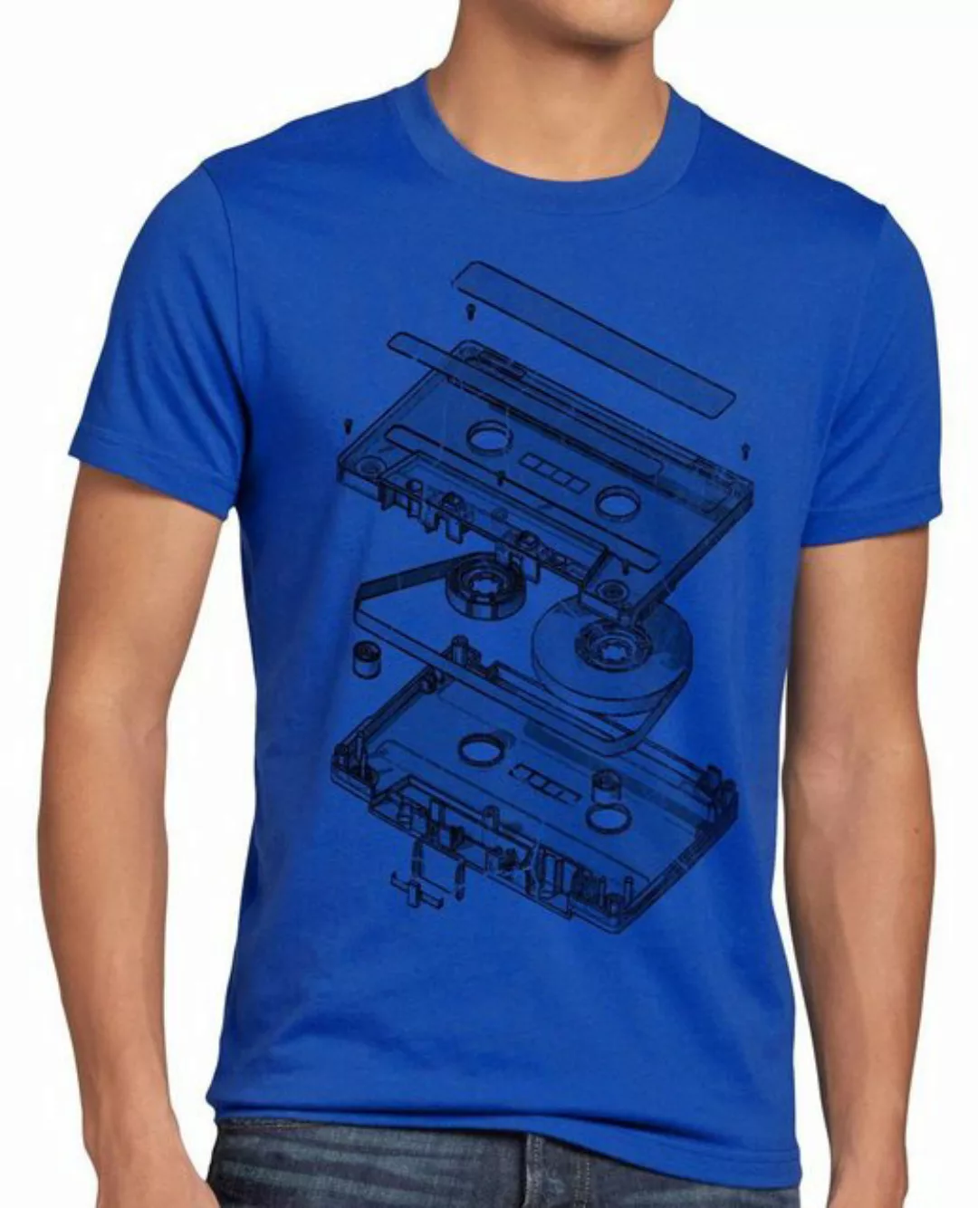 Print-Shirt Herren T-Shirt Tape Kassette mc dj 3D turntable ndw analog disk günstig online kaufen