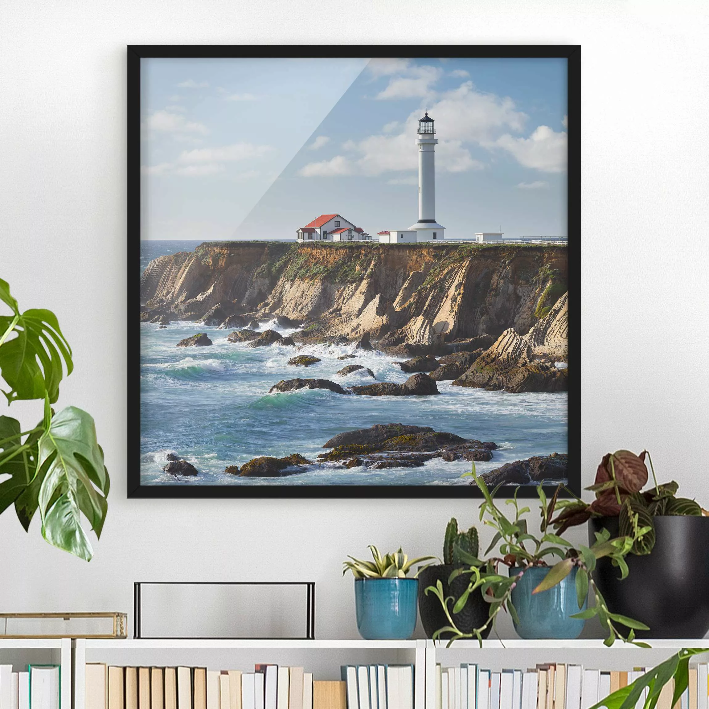 Bild mit Rahmen Natur & Landschaft - Quadrat Point Arena Lighthouse Kalifor günstig online kaufen