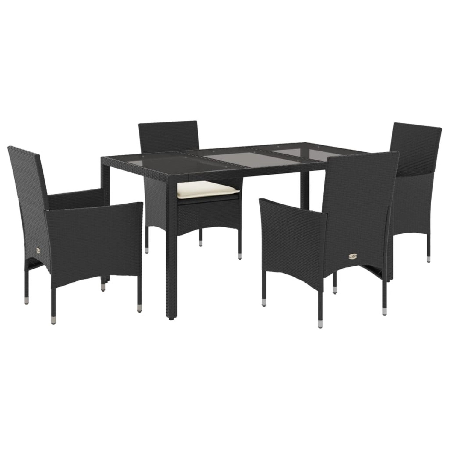 vidaXL 5-Tlg Garten-Essgruppe mit Kissen Schwarz Poly Rattan und Glas 32785 günstig online kaufen