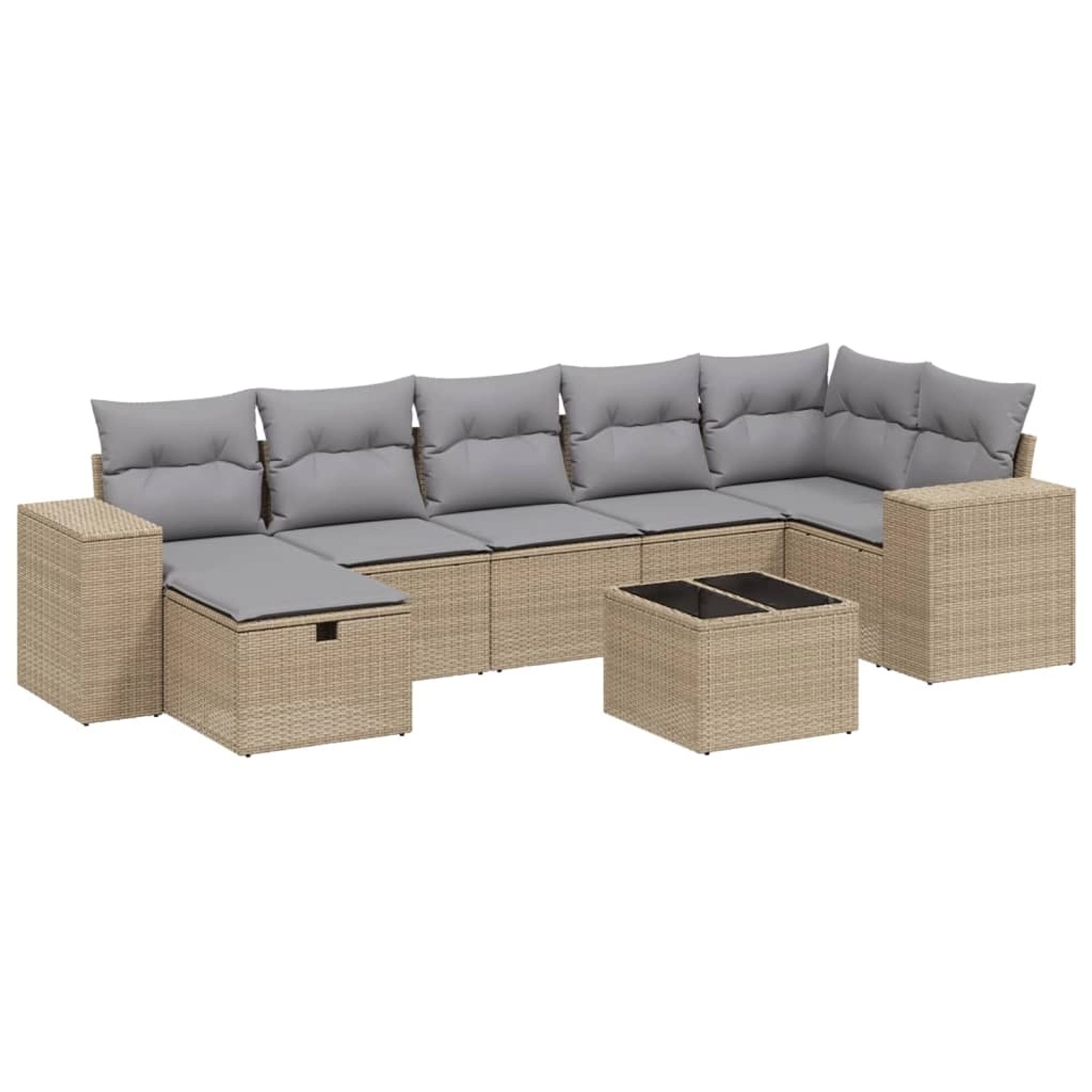 vidaXL 8-tlg Garten-Sofagarnitur mit Kissen Beige Poly Rattan Modell 126 günstig online kaufen