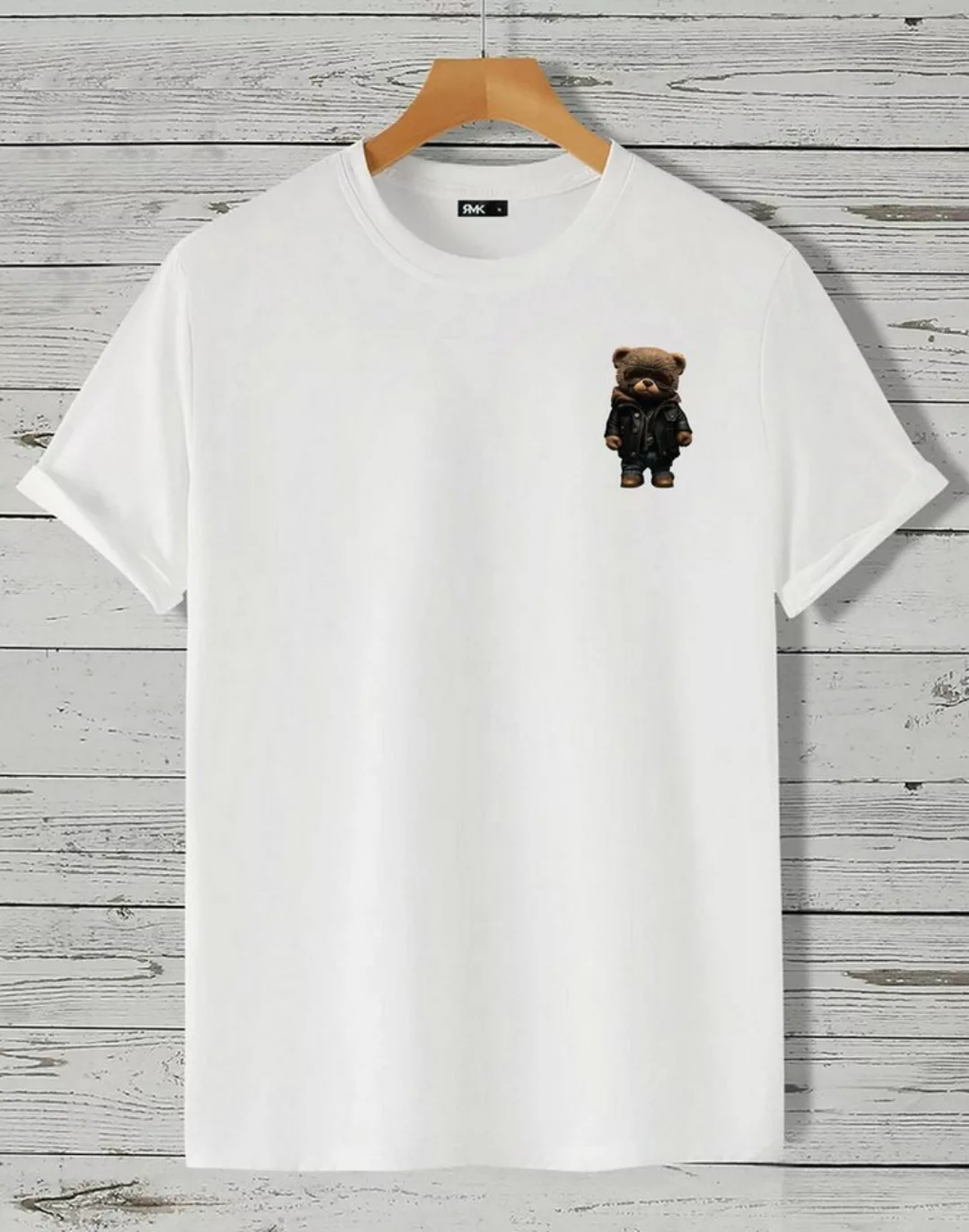 RMK T-Shirt Herren Shirt Rundhals Basic Druck (Teddybär Sonnenbrille Lederj günstig online kaufen