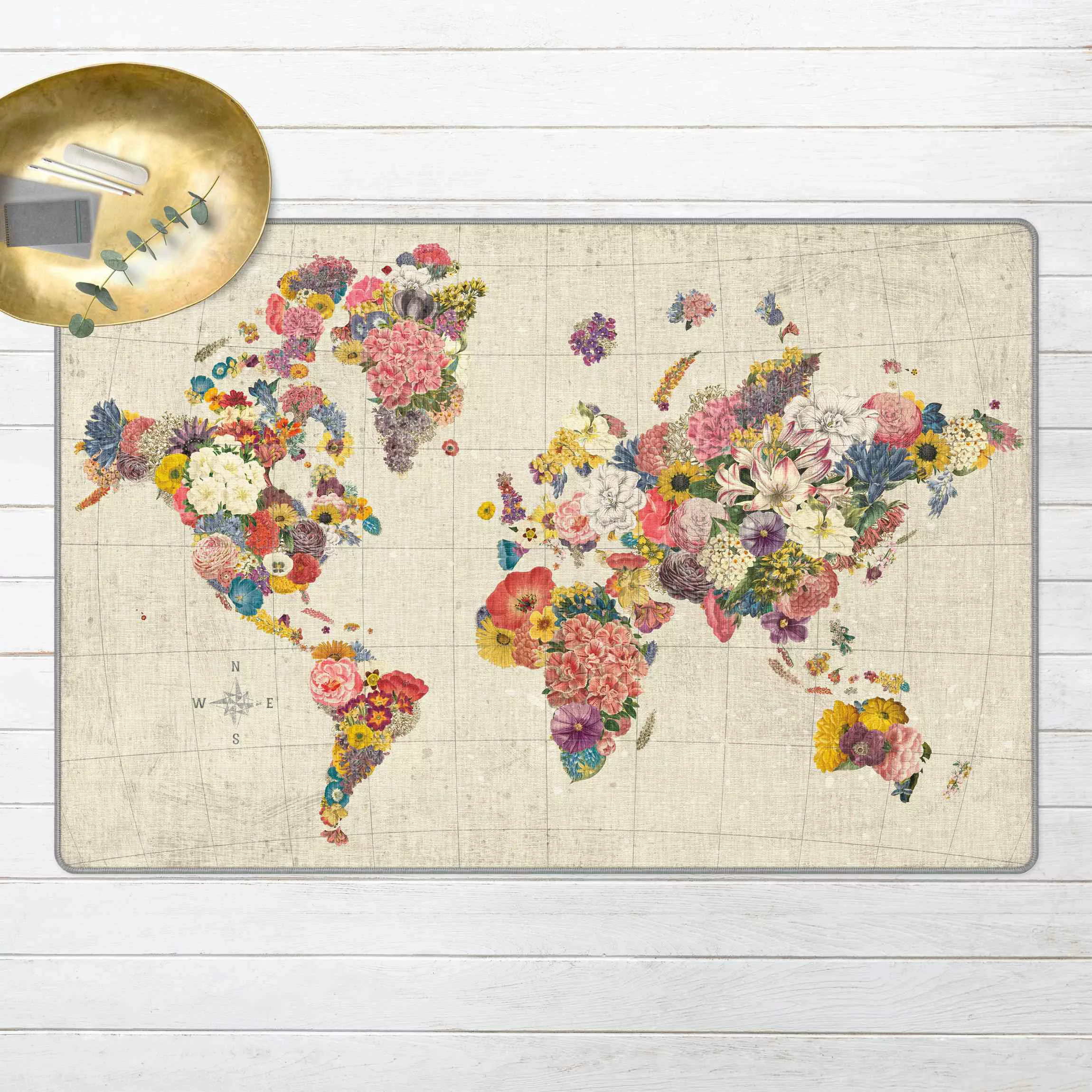 Teppich Botanische Weltkarte günstig online kaufen