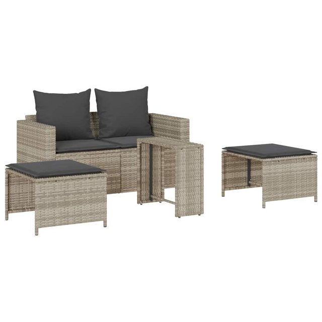 vidaXL Loungesofa 5tlg. Garten-Sofagarnitur Kissen Stapelbar Hellgrau Poly günstig online kaufen