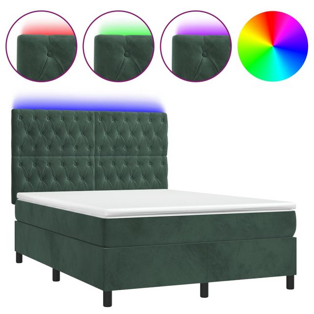 vidaXL Boxspringbett Boxspringbett mit Matratze & LED Samt (140 x 200 cm, G günstig online kaufen