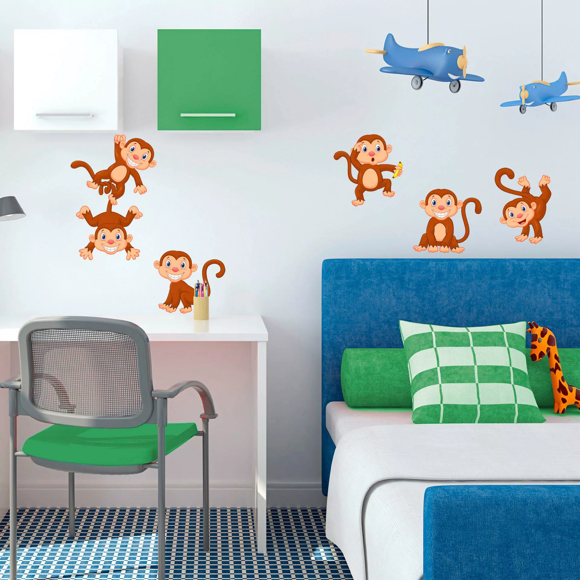 Wall-Art Wandtattoo »Lustige Äffchen Kinderzimmer Set« günstig online kaufen