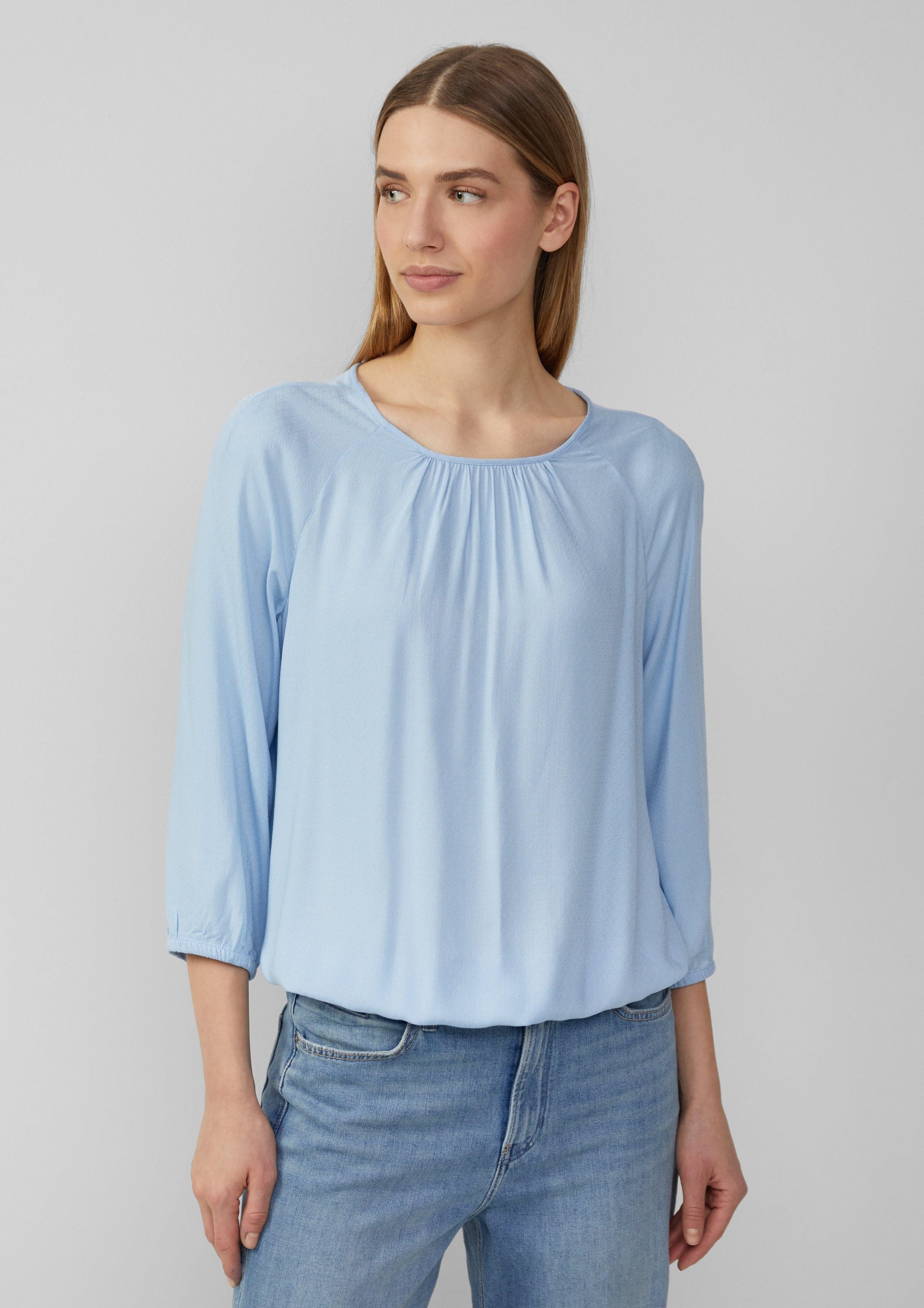 s.Oliver Langarmbluse Strukturierte Viskose-Bluse mit Raff-Details günstig online kaufen
