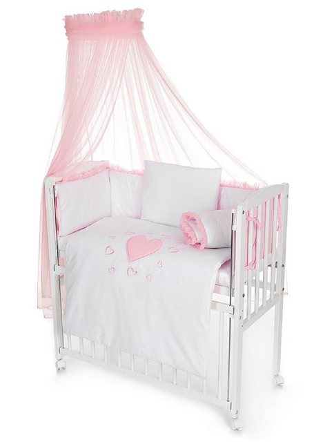 Babyhafen Beistellbett 3in1 Zustellbett 90×40 mit Rollen Komplettbett Herze günstig online kaufen