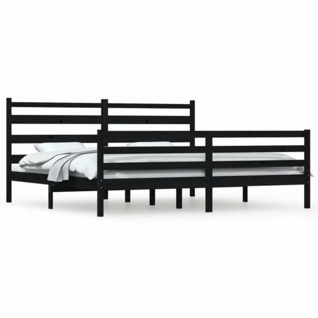 furnicato Bett Massivholzbett Kiefer 200x200 cm Schwarz günstig online kaufen