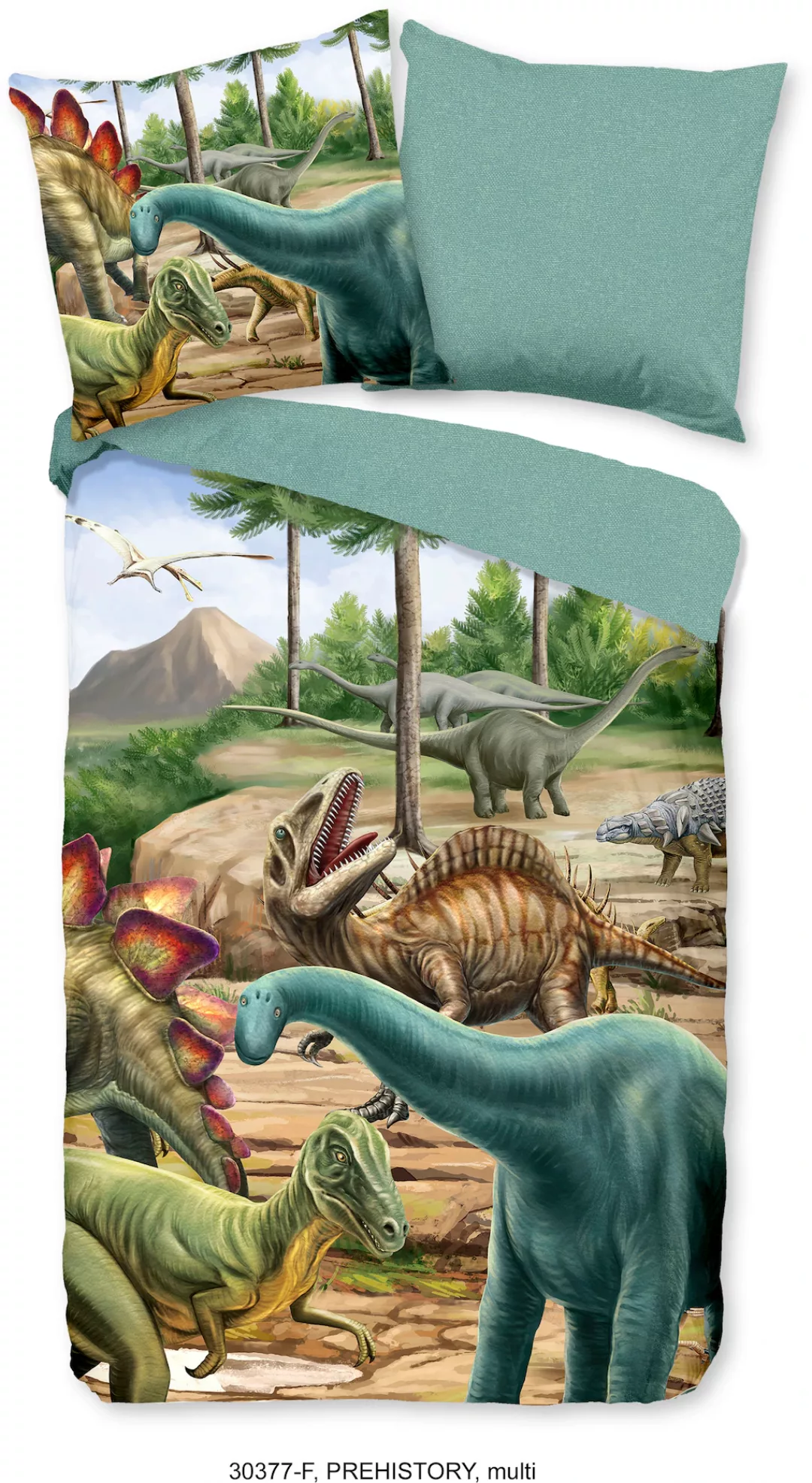 good morning Kinderbettwäsche »Prehistory Dinos«, Biber, 135x200, Weich, Wa günstig online kaufen