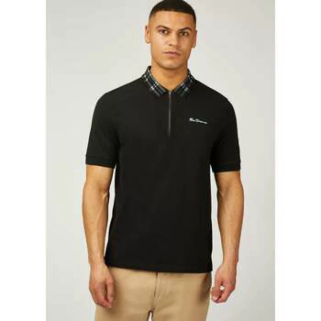 Ben Sherman  T-Shirts & Poloshirts Tartan collar polo - black günstig online kaufen