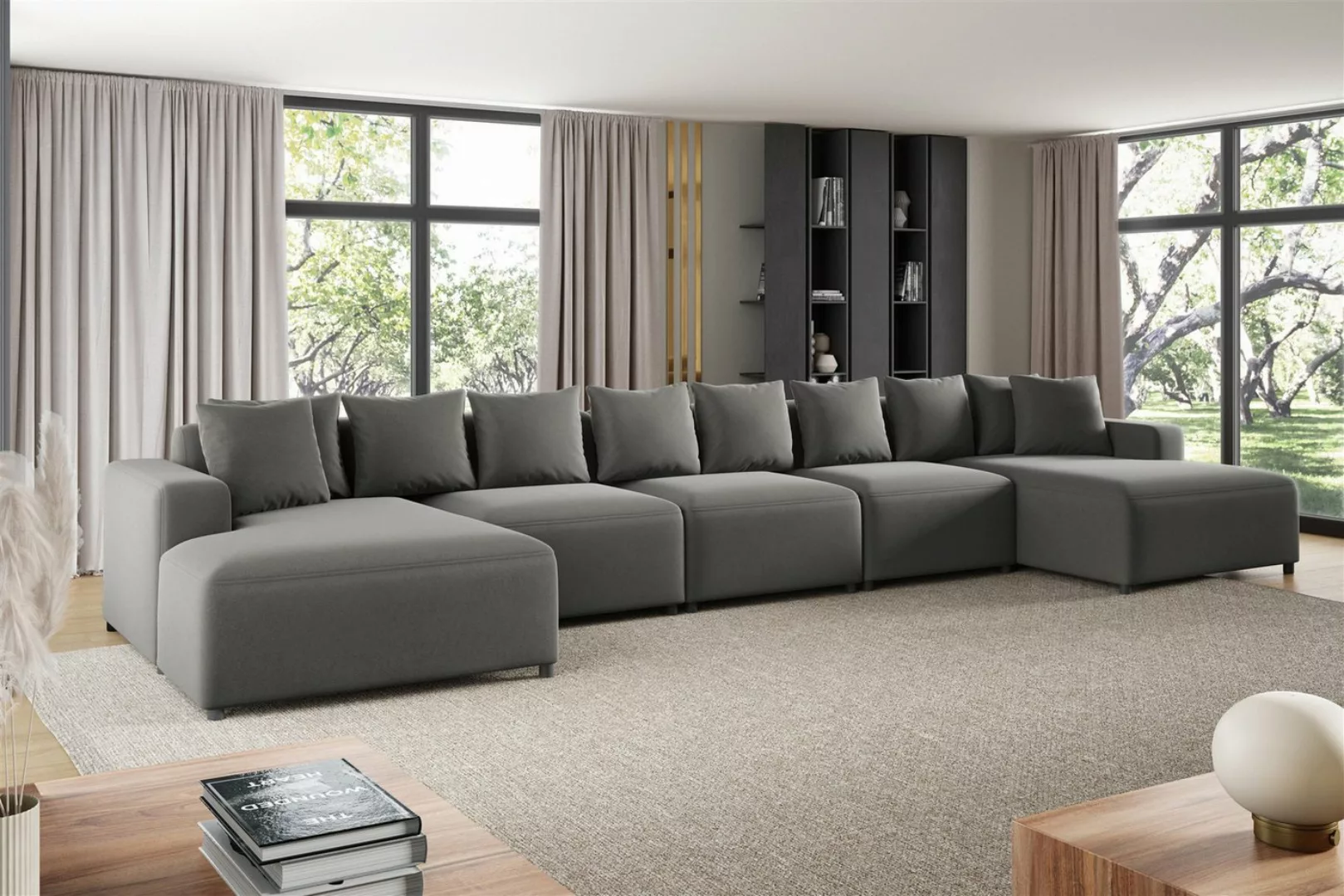 Fun Möbel Wohnlandschaft Sofa U-Form MEGAN XL in Stoff Salvador, inkl. Zier günstig online kaufen