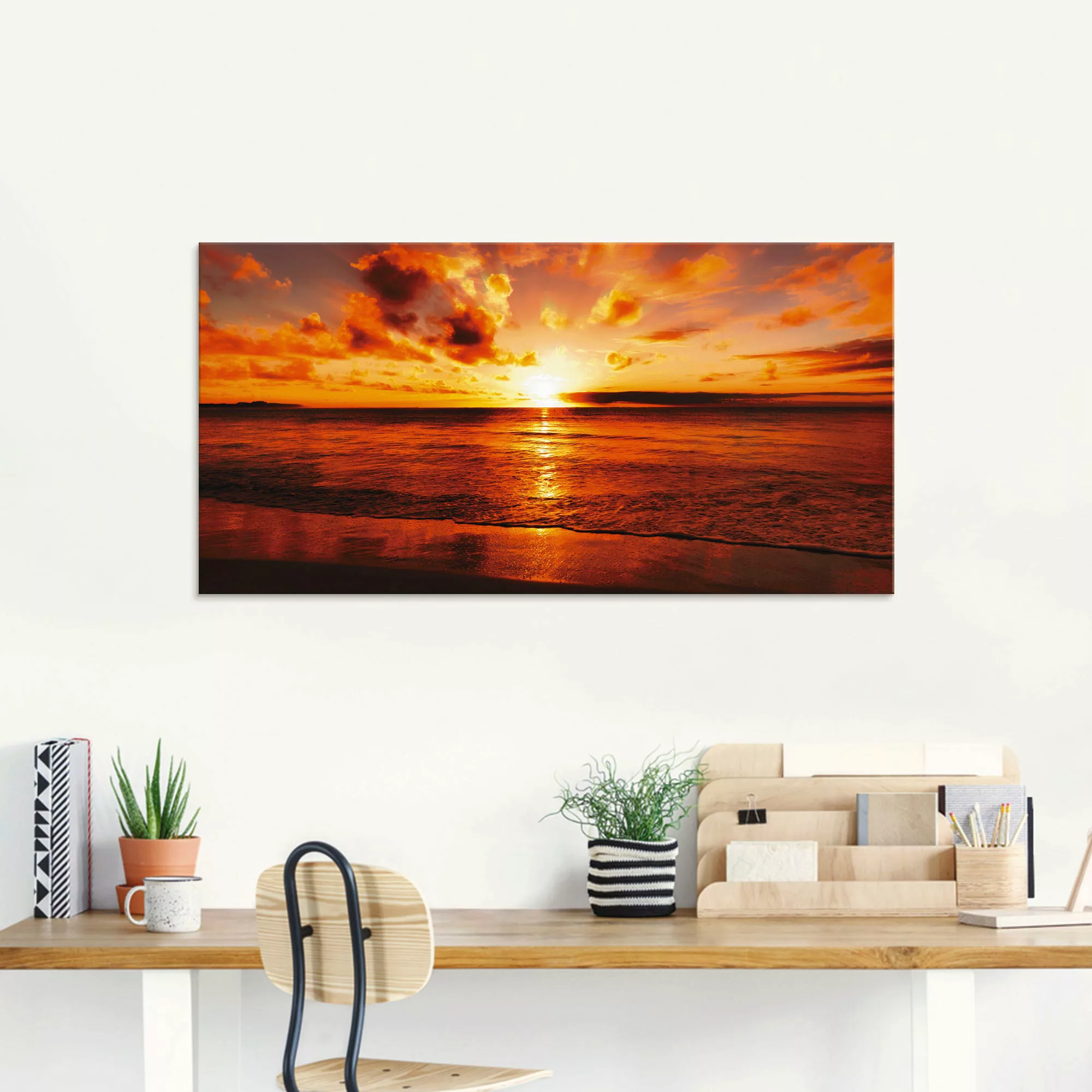 Artland Glasbild "Schöner Sonnenuntergang Strand", Gewässer, (1 St.) günstig online kaufen