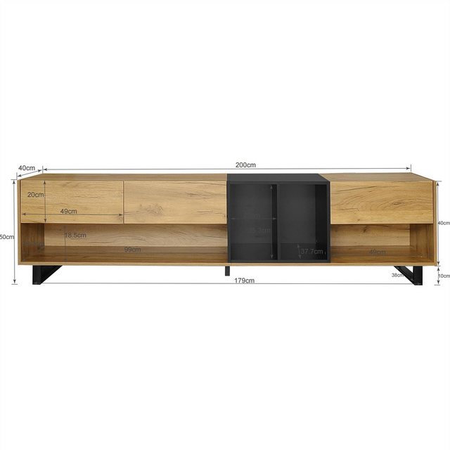 RIYO TV-Schrank Lowboard TV-Schrank Wohnzimmermöbel mit Metallbeinen 200cm* günstig online kaufen