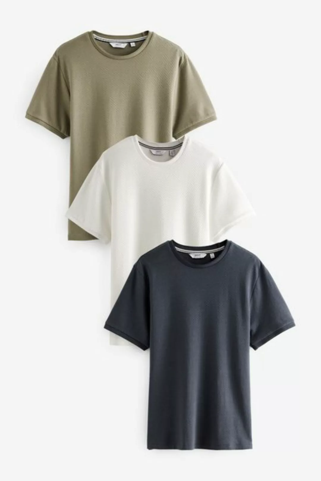 Next T-Shirt Strukturierte T-Shirts, 3er-Pack (3-tlg) günstig online kaufen