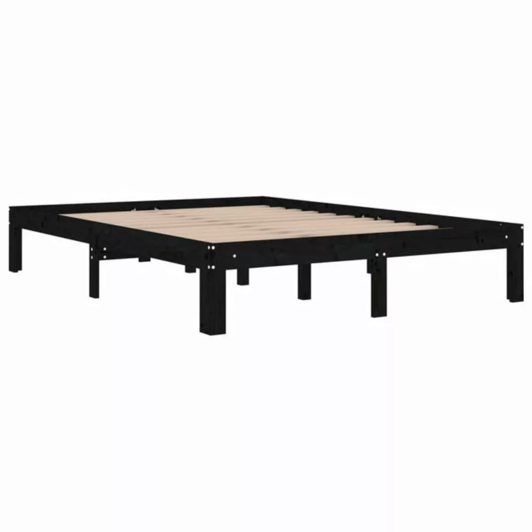 vidaXL Bett Massivholzbett Schwarz 135x190 cm günstig online kaufen