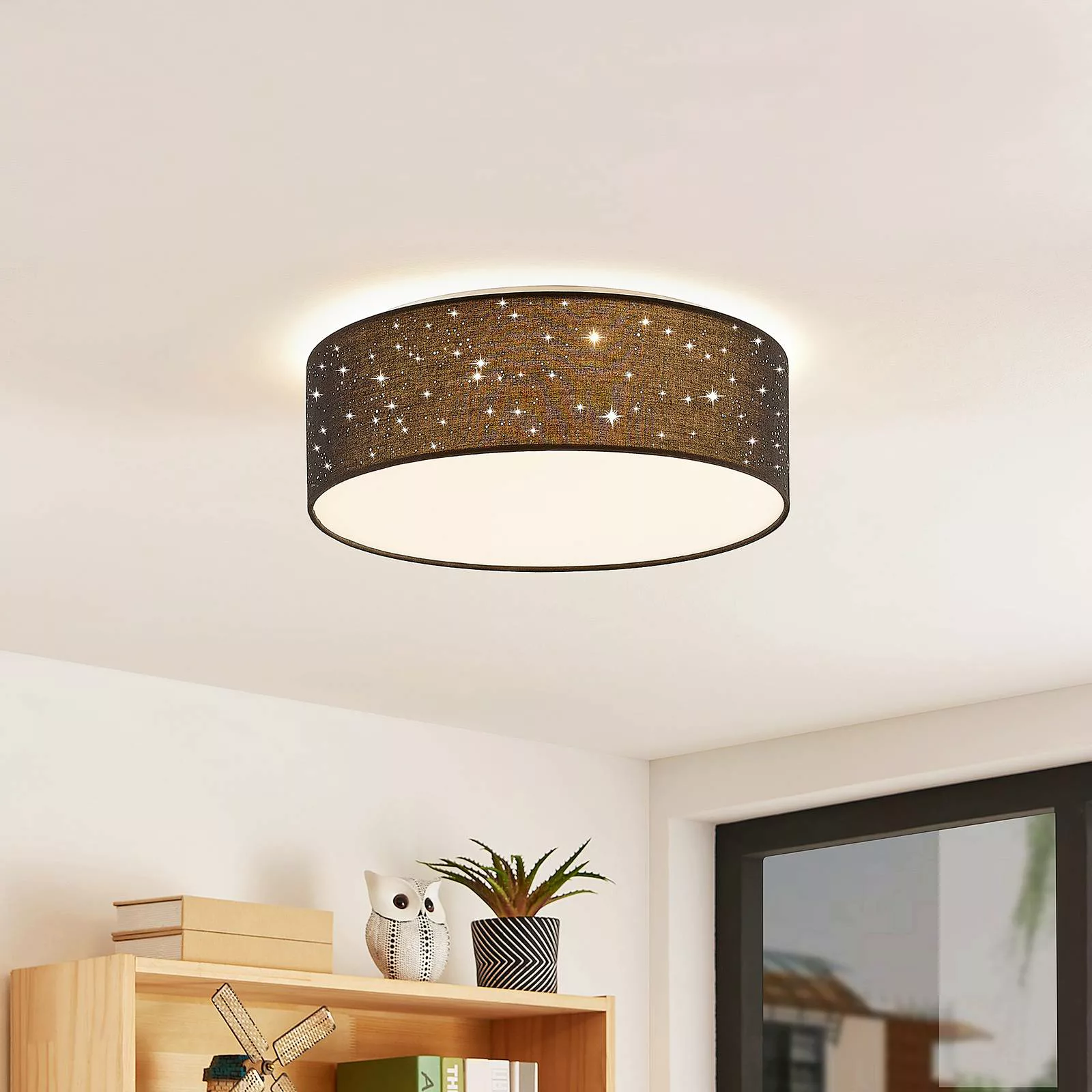 Lindby Ellamina LED-Deckenleuchte, 40 cm, schwarz günstig online kaufen