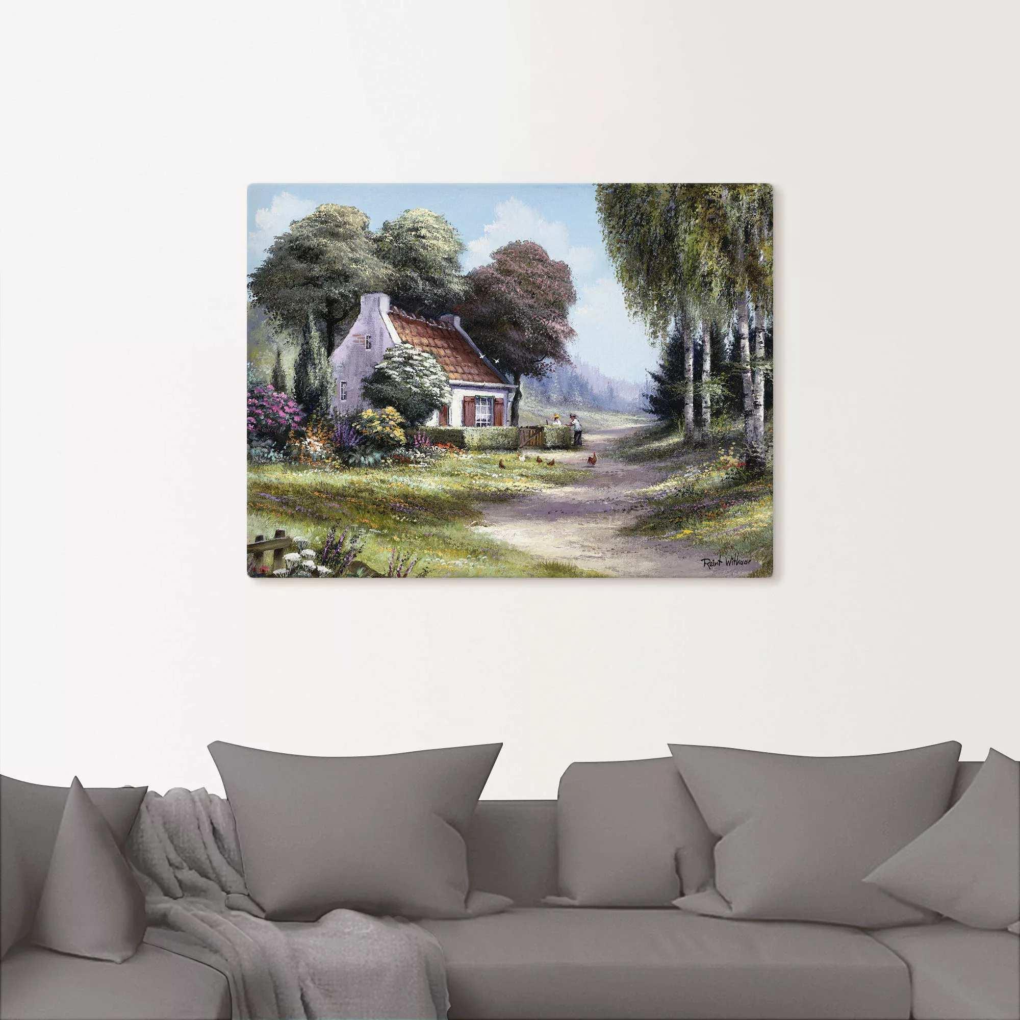 Artland Leinwandbild "Männer, die die Hecke schneiden", Garten, (1 St.), au günstig online kaufen