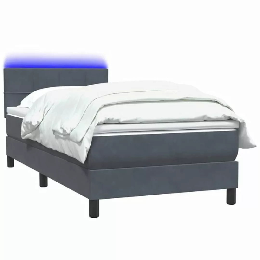 vidaXL Bett Boxspringbett mit Matratze Dunkelgrau 90x220 cm Samt günstig online kaufen