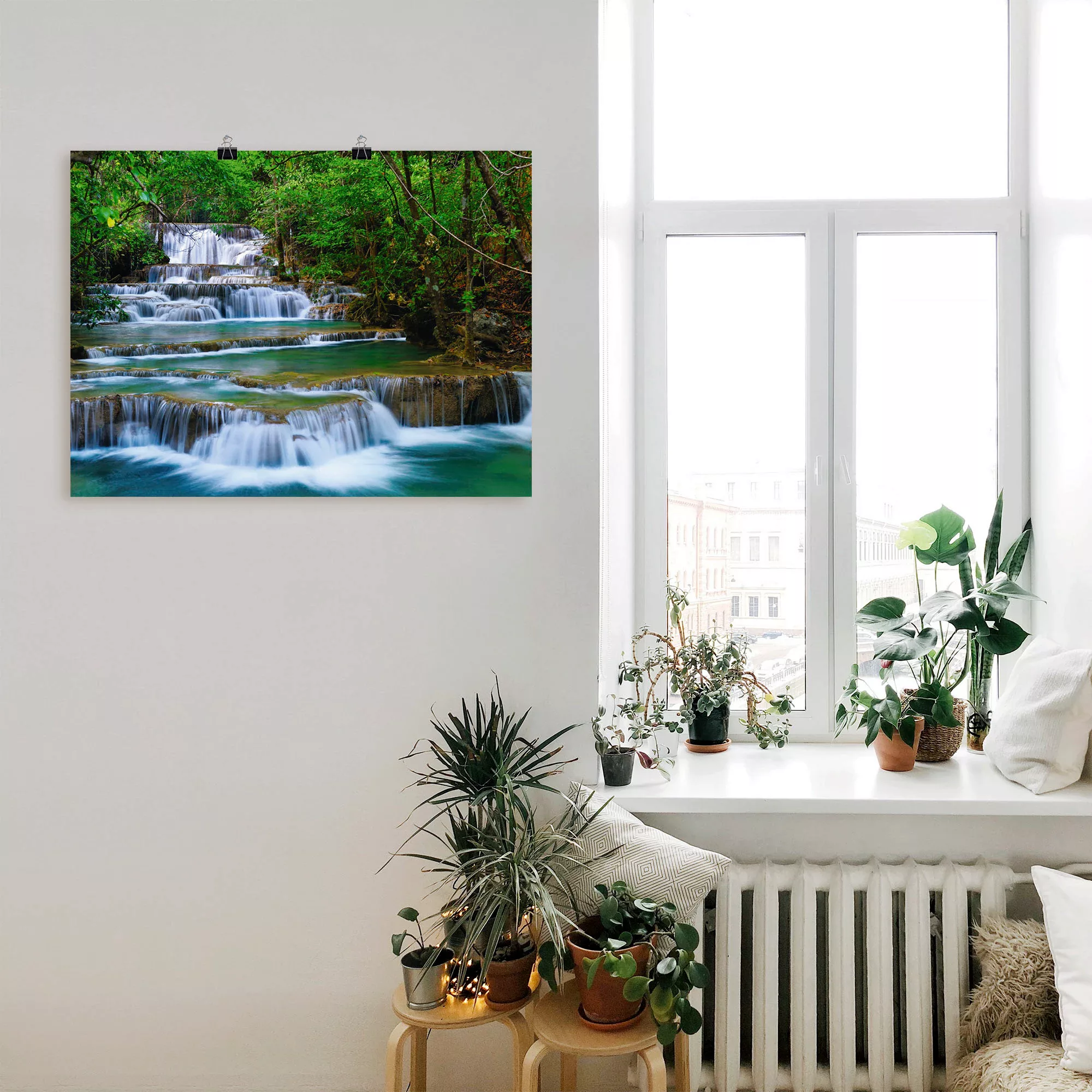 Artland Wandbild »Tiefen Wald Wasserfall«, Gewässer, (1 St.), als Leinwandb günstig online kaufen