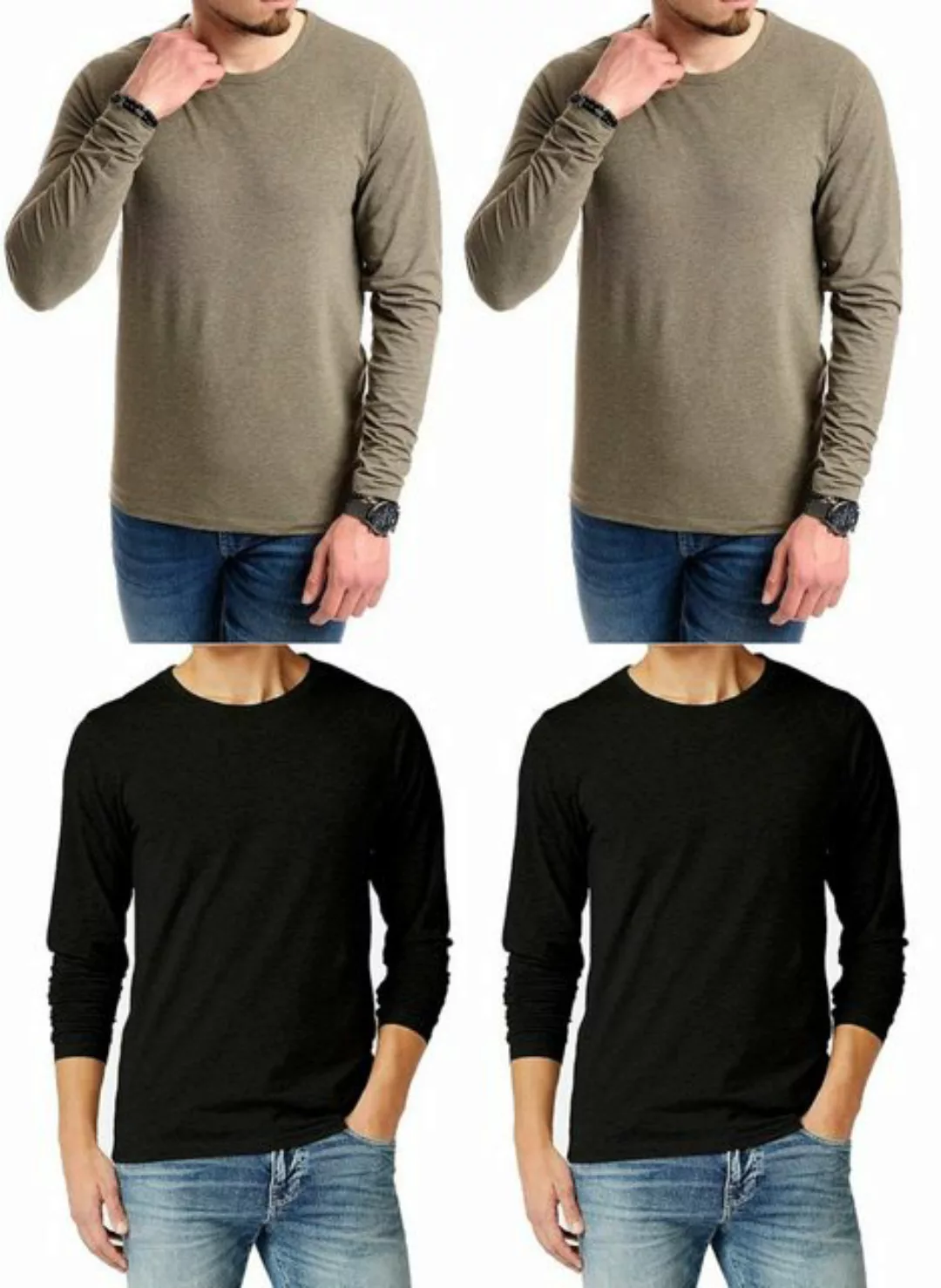 Jack & Jones Langarmshirt (4er-Pack) Basic Shirts mit Rundhalsausschnitt günstig online kaufen
